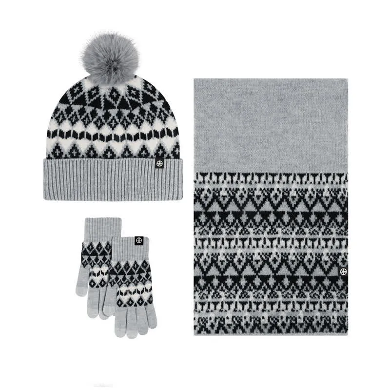 3Pcs Unisex Comfort Diamond Pattern Knitted Hat Scarf Gloves Set sold by FloralTrip product image thumbnail 3