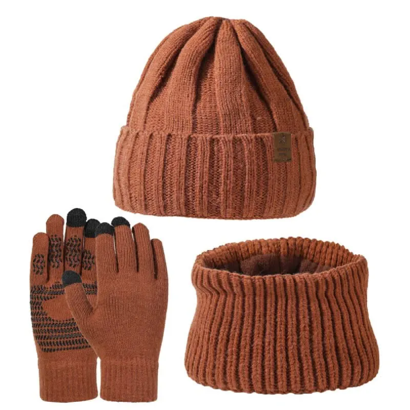 3Pcs Unisex Solid Color Hat Neck Warmer Gloves Set sold by FloralTrip
