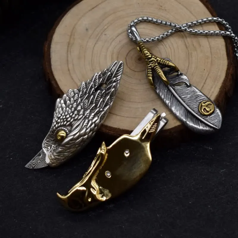 Bald Eagle Hidden Knife Feather Pendant Necklace sold by FloralTrip