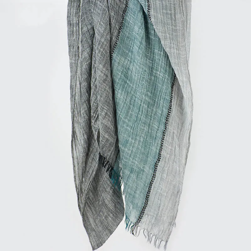 Three-Tone Color Matching Wrinkles Summer Thin Scarf sold by FloralTrip product image thumbnail 5