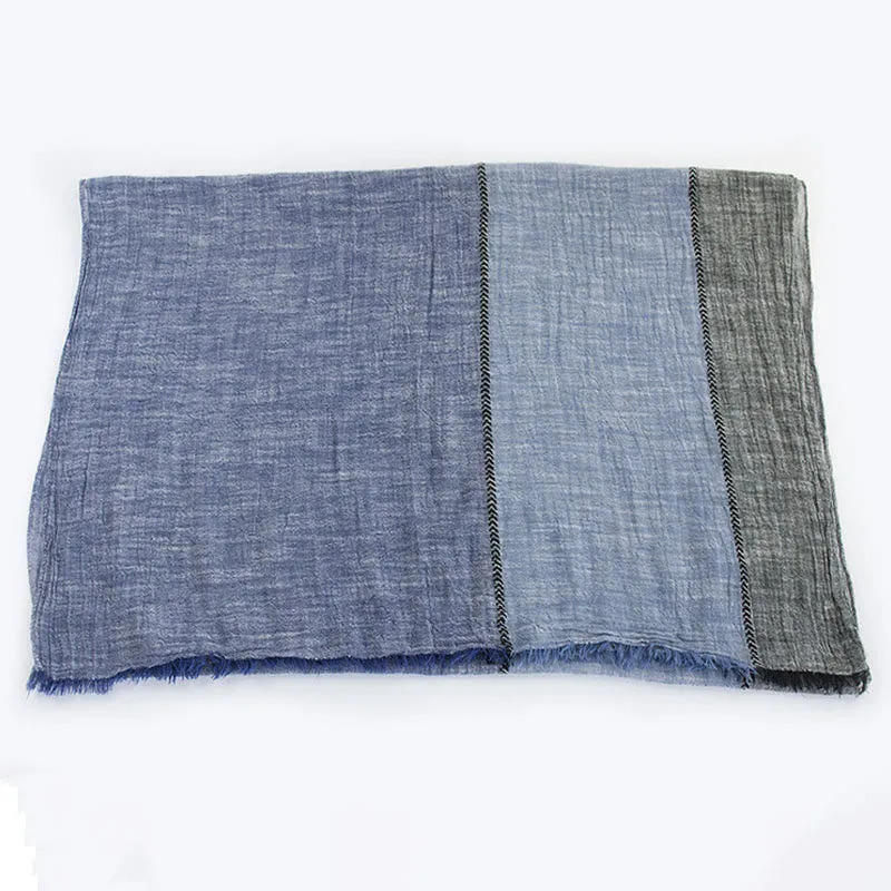 Three-Tone Color Matching Wrinkles Summer Thin Scarf sold by FloralTrip product image thumbnail 4
