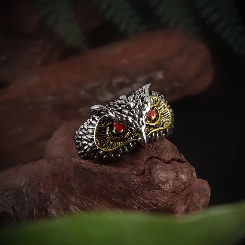 Men's Realistic Owl Animal Opening Adjustable Ring sold by FloralTrip product image thumbnail 4