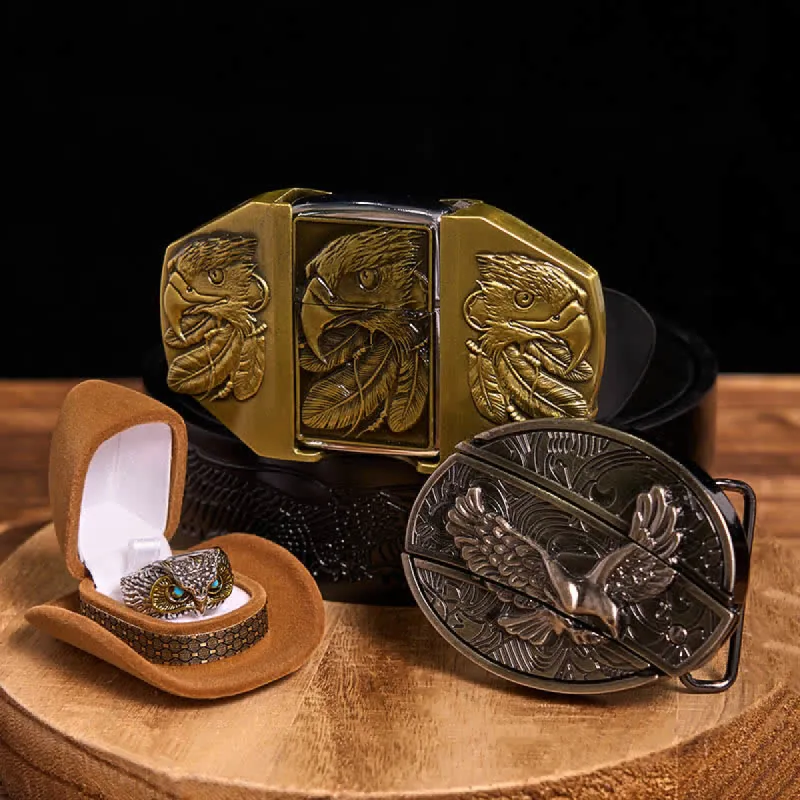 Eagle Theme DIY Hidden Knife Belt Buckle Lighter Ring Bundle Set sold by FloralTrip