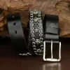 Hip-Hop Hollow Flower Vintage Studded Leather Belt sold by FloralTrip