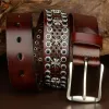 Hip-Hop Hollow Flower Vintage Studded Leather Belt sold by FloralTrip