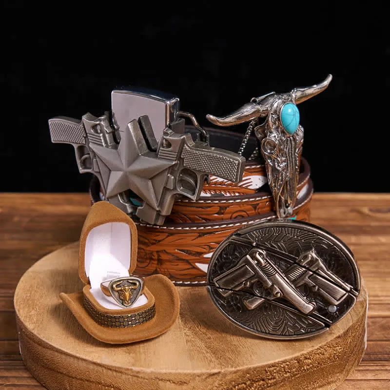 Turquoise Bull Pendant DIY Gun Hidden Knife Belt Buckle Ring Lighter Bundle Set sold by FloralTrip