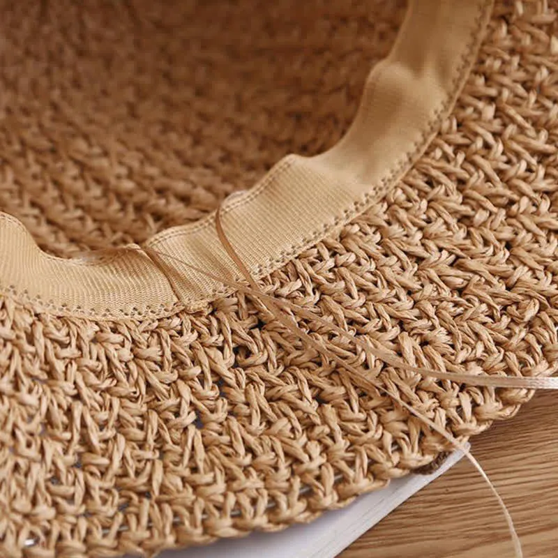 Bow Knot Beach Crochet Foldable Sun Straw Hat sold by FloralTrip product image thumbnail 5