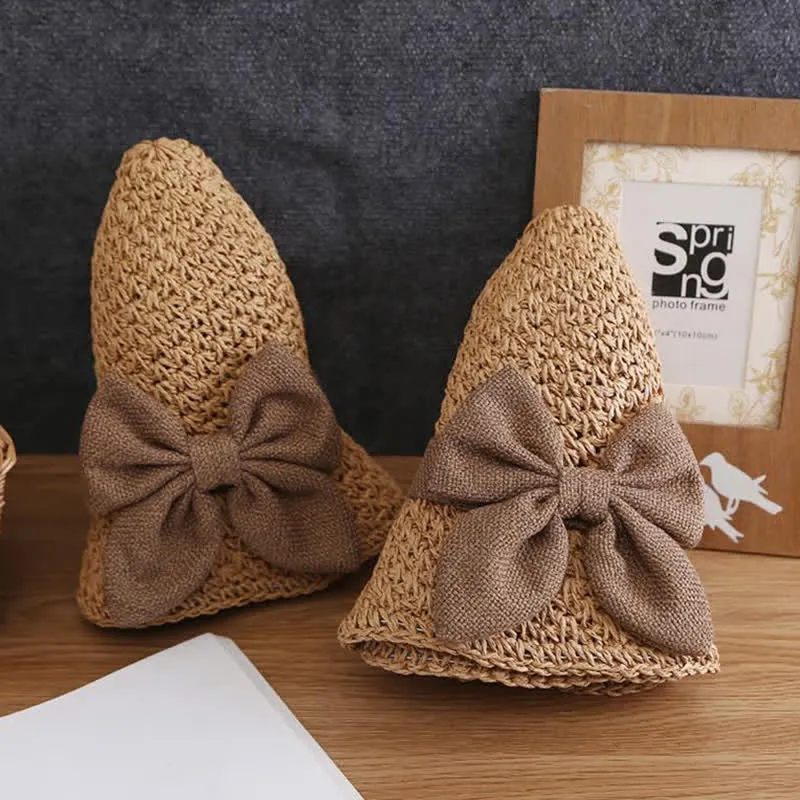 Bow Knot Beach Crochet Foldable Sun Straw Hat sold by FloralTrip product image thumbnail 3