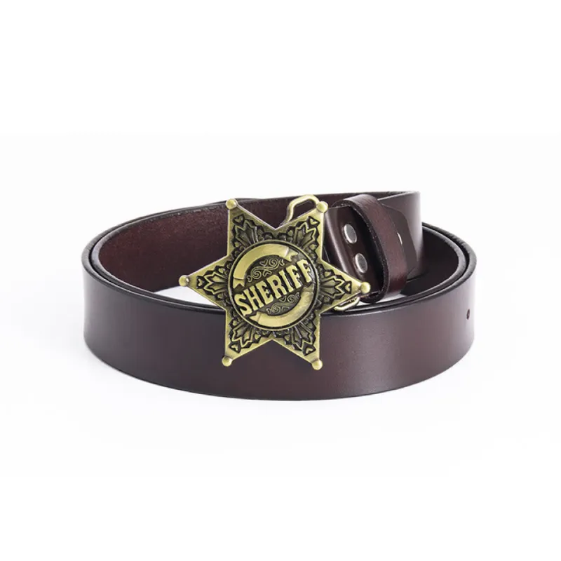 Men's Vintage Western Pentagram Star Sheriff Leather Belt sold by FloralTrip