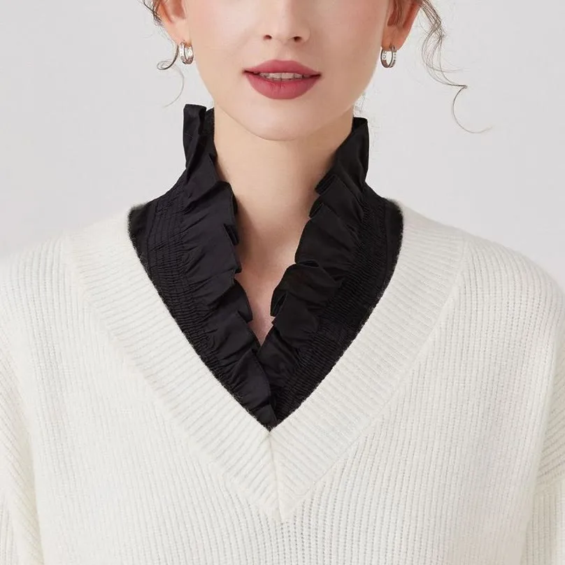 V Neck Detachable False Collar Shirt For Women sold by FloralTrip product image thumbnail 4