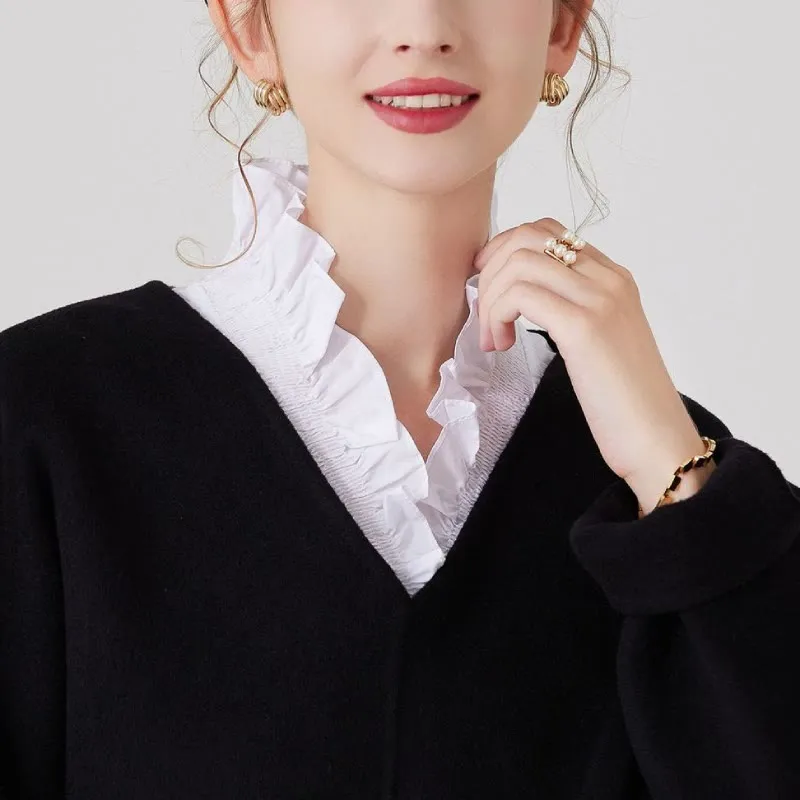 V Neck Detachable False Collar Shirt For Women sold by FloralTrip
