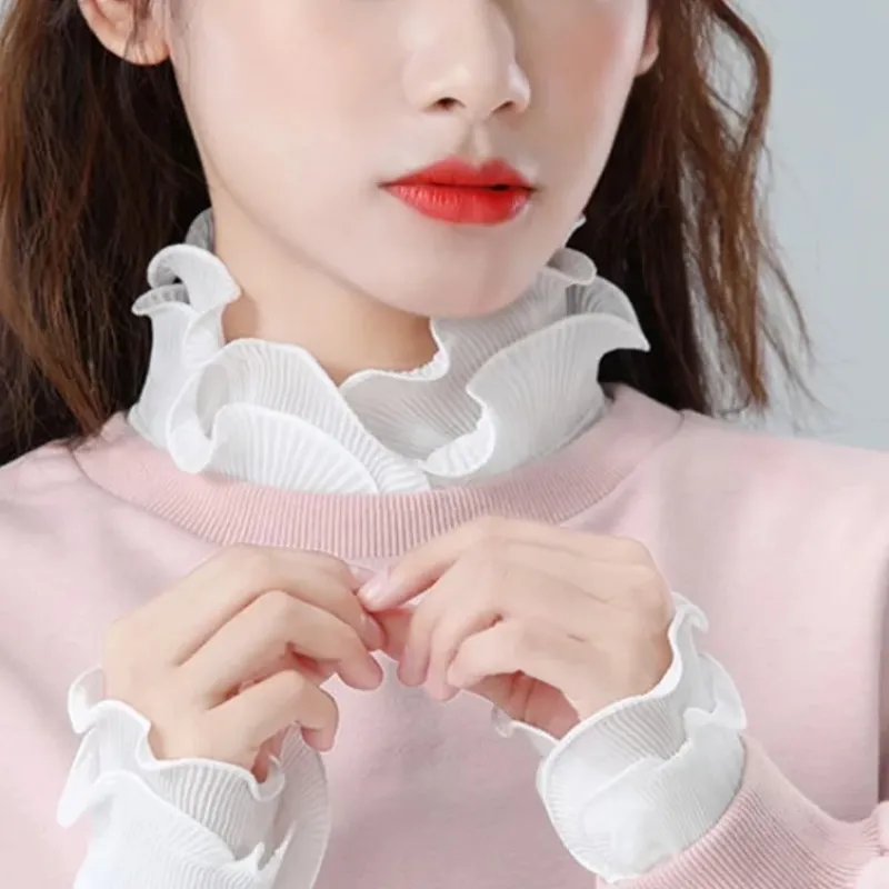 Detachable Lapel Shirt Ruffled Stand Fake Collar With Sleeve sold by FloralTrip