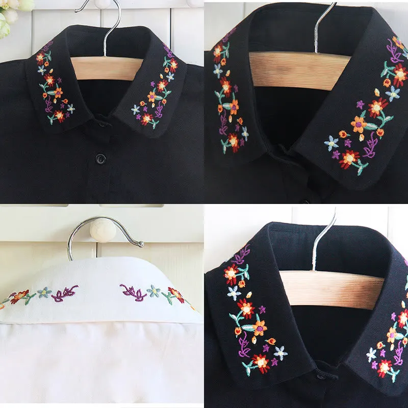 Detachable Lapel Shirt Embroidered Flower Fake Collar sold by FloralTrip product image thumbnail 3