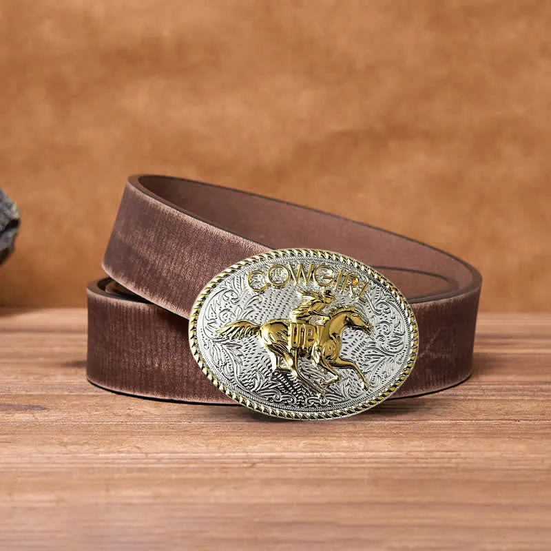 Cowgirl DIY Gold & Silver Horseback Riding Buckle Leather Belt sold by FloralTrip product image thumbnail 5