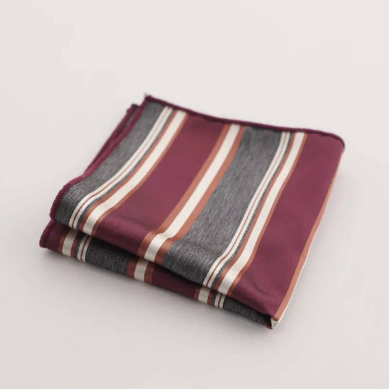 Men's Burgundy Series Striped Geometrical Pattern Pocket Square sold by FloralTrip product image thumbnail 5