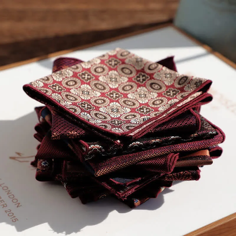 Men's Burgundy Series Striped Geometrical Pattern Pocket Square sold by FloralTrip product image thumbnail 3