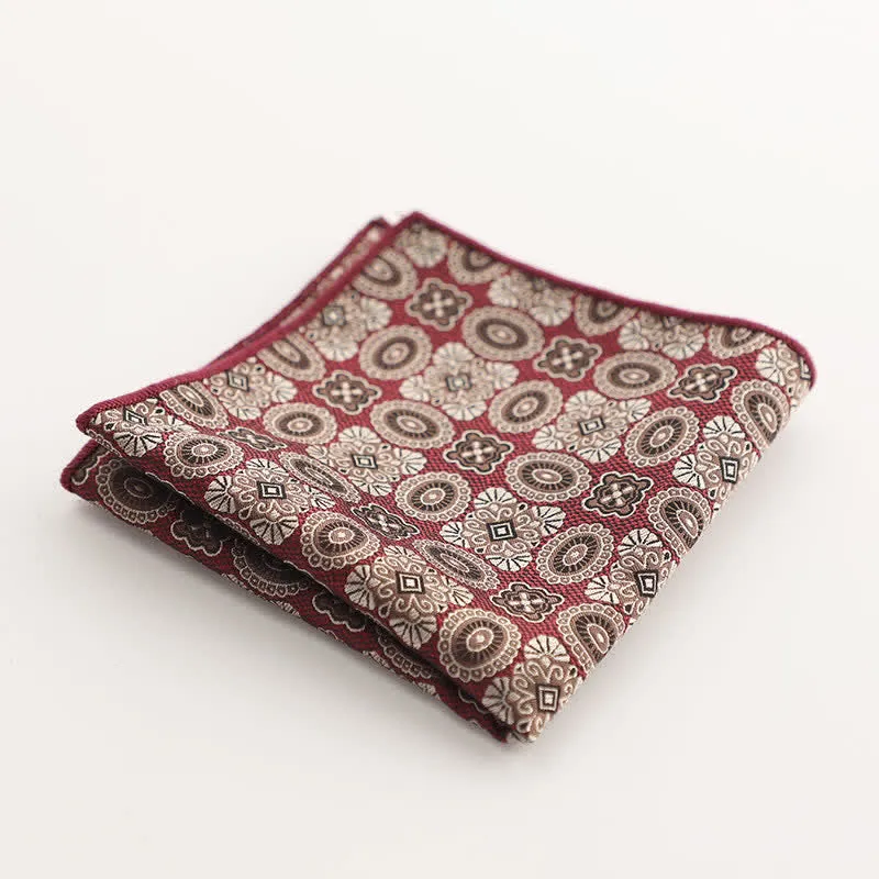 Men's Burgundy Series Striped Geometrical Pattern Pocket Square sold by FloralTrip product image thumbnail 2