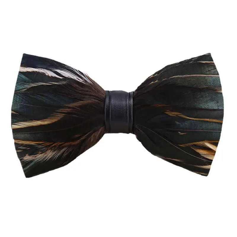 Kid's DarkSlateGray Feather Bow Tie with Lapel Pin sold by FloralTrip product image thumbnail 4