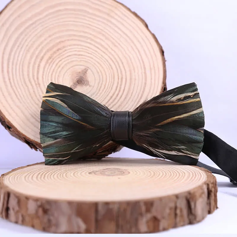 Kid's DarkSlateGray Feather Bow Tie with Lapel Pin sold by FloralTrip product image thumbnail 2