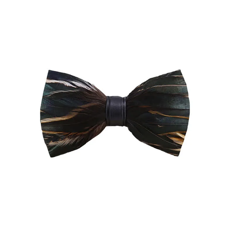 Kid's DarkSlateGray Feather Bow Tie with Lapel Pin sold by FloralTrip