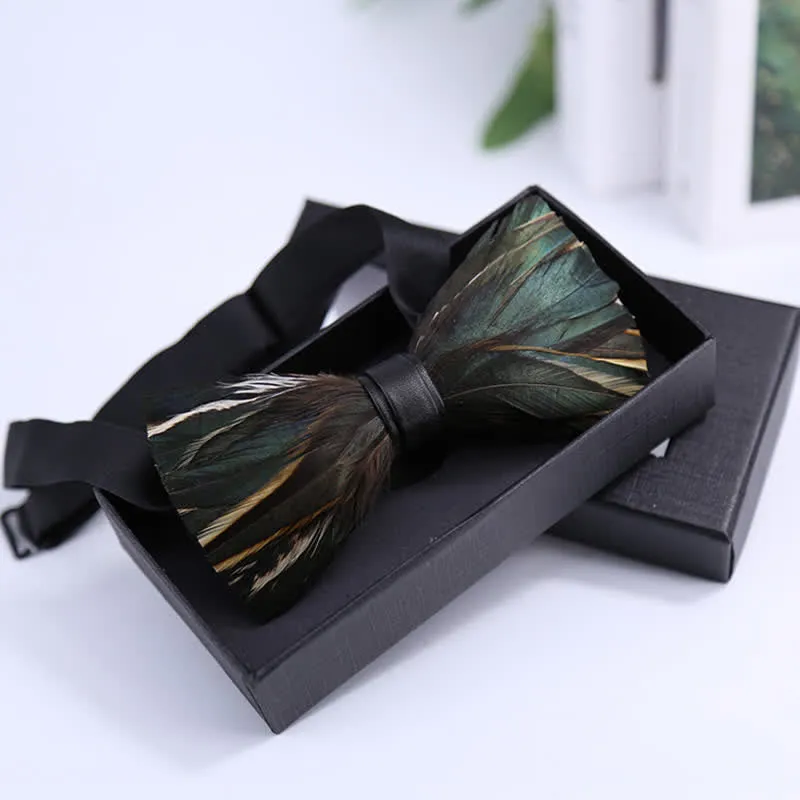 Kid's DarkSlateGray Feather Bow Tie with Lapel Pin sold by FloralTrip product image thumbnail 3