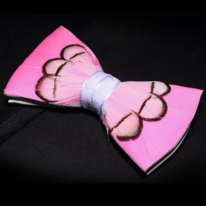 Kid's Powerfully Pink Feather Bow Tie with Lapel Pin sold by FloralTrip product image thumbnail 2