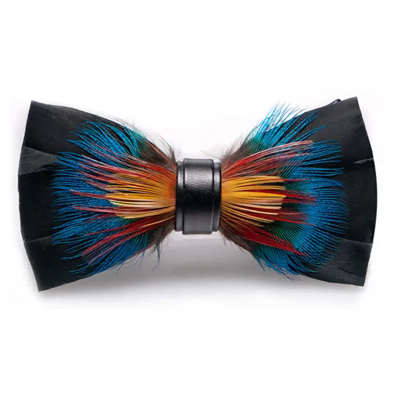 Kid's Black & Multicolored Blossom Feather Bow Tie with Lapel Pin sold by FloralTrip product image thumbnail 3