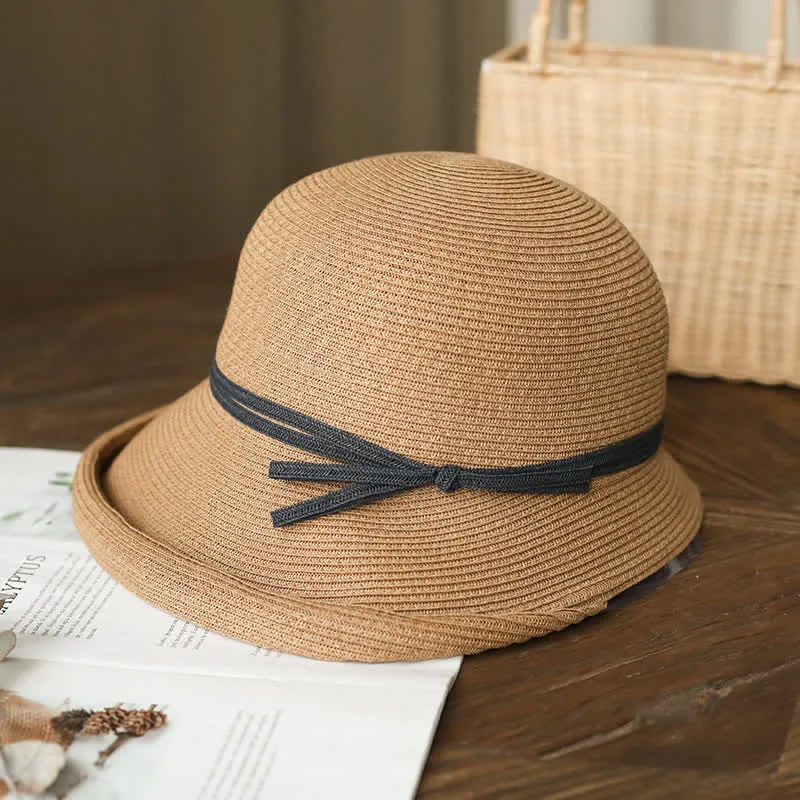 Women's Simple Style Roll Brim Foldable Straw Hat sold by FloralTrip
