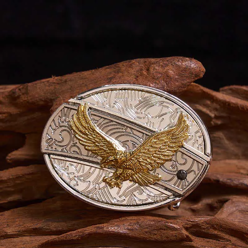 Men's DIY Gold & Silver Eagle Hidden Folding Knife Leather Belt sold by FloralTrip