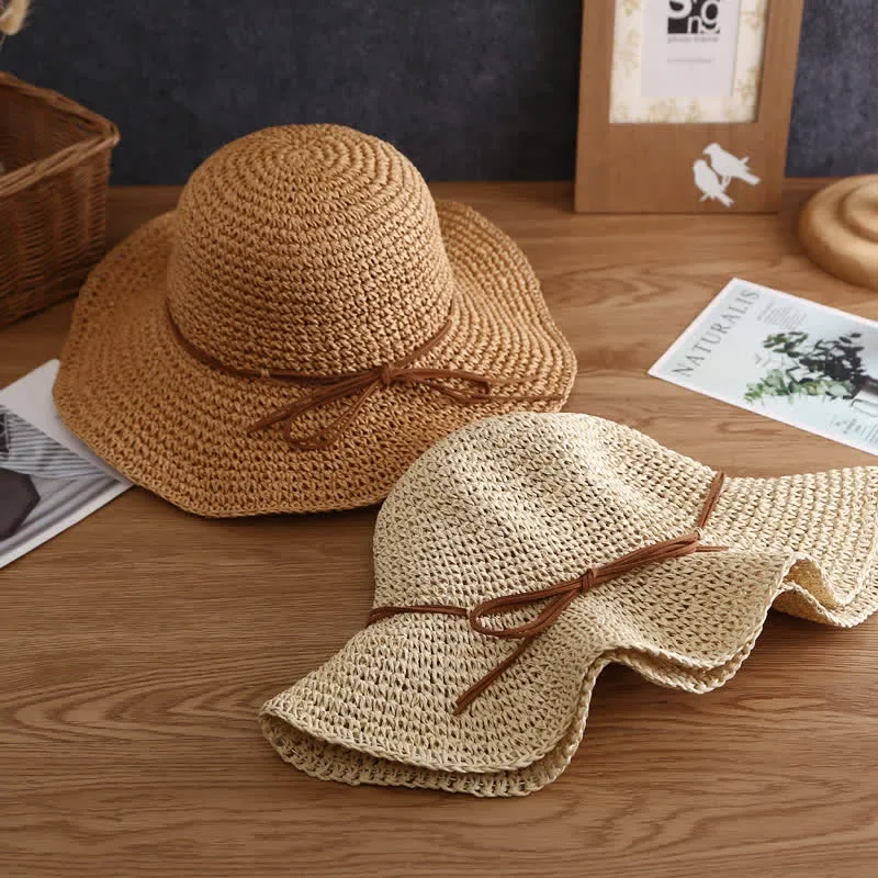 Women's Elegant Wide Brim Summer Foldable Straw Hat sold by FloralTrip product image thumbnail 2
