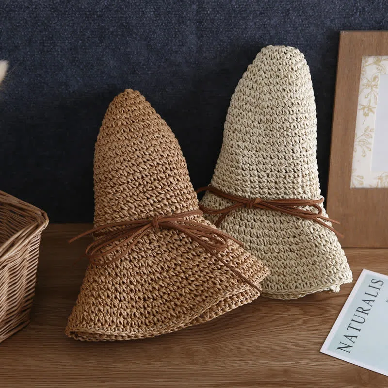 Women's Elegant Wide Brim Summer Foldable Straw Hat sold by FloralTrip product image thumbnail 5