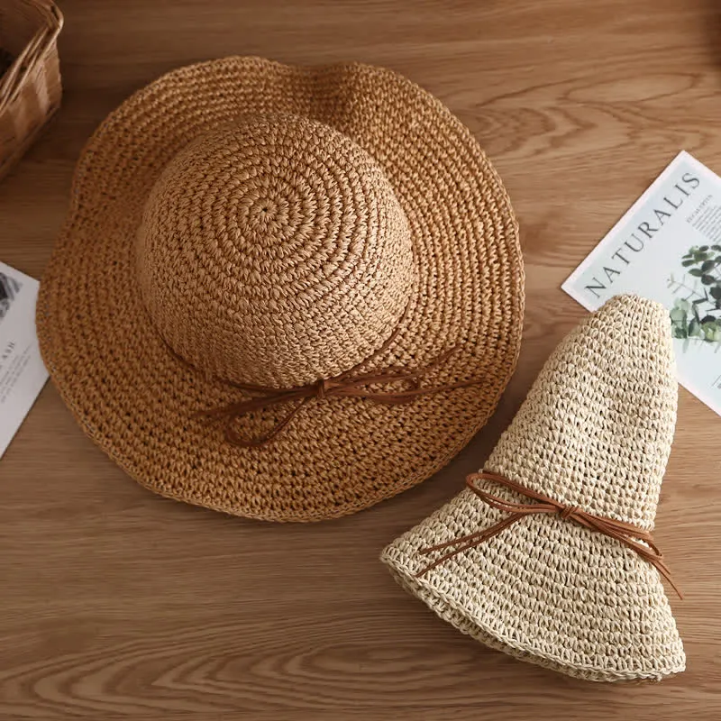 Women's Elegant Wide Brim Summer Foldable Straw Hat sold by FloralTrip product image thumbnail 3