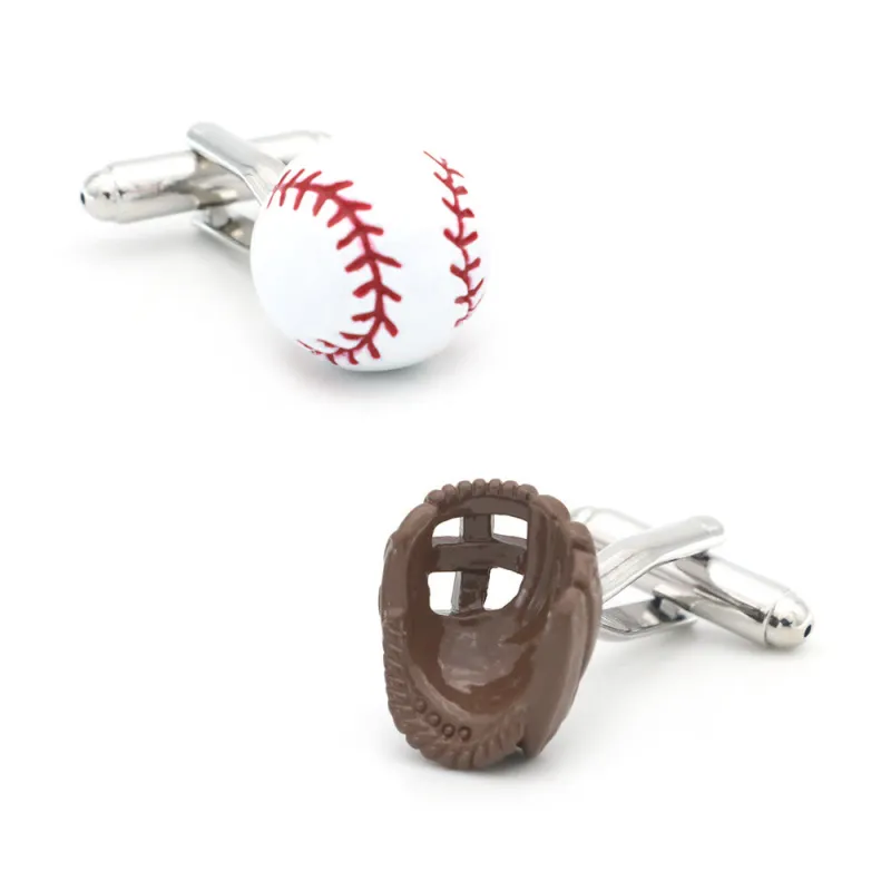 Men's 1 Pair Baseball Player Gloves Button Covers Set Cufflinks sold by FloralTrip