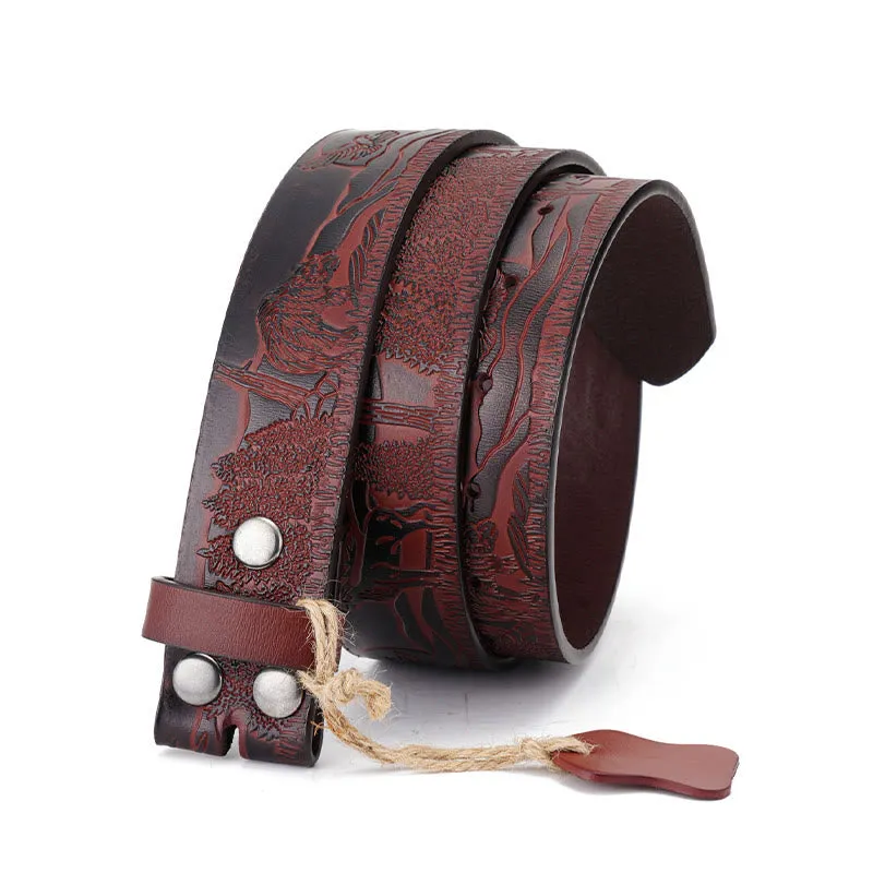 Men's Dark Browm Elk DIY Leather Belt sold by FloralTrip
