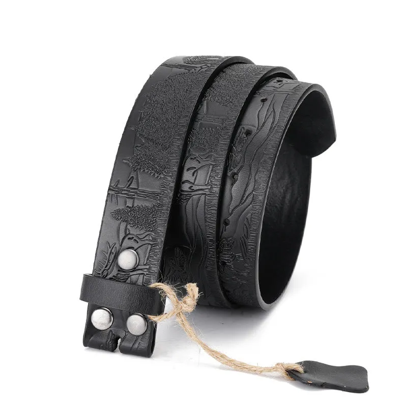 Men's Black Elk Pattern DIY Leather Belt sold by FloralTrip