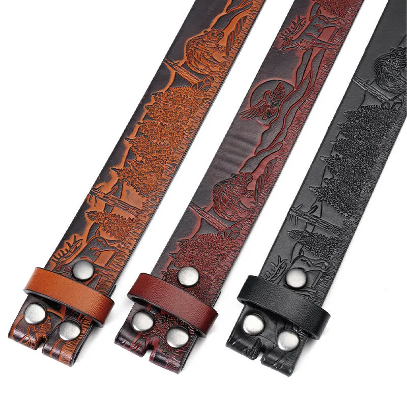 Men's Black Elk Pattern DIY Leather Belt sold by FloralTrip product image thumbnail 2