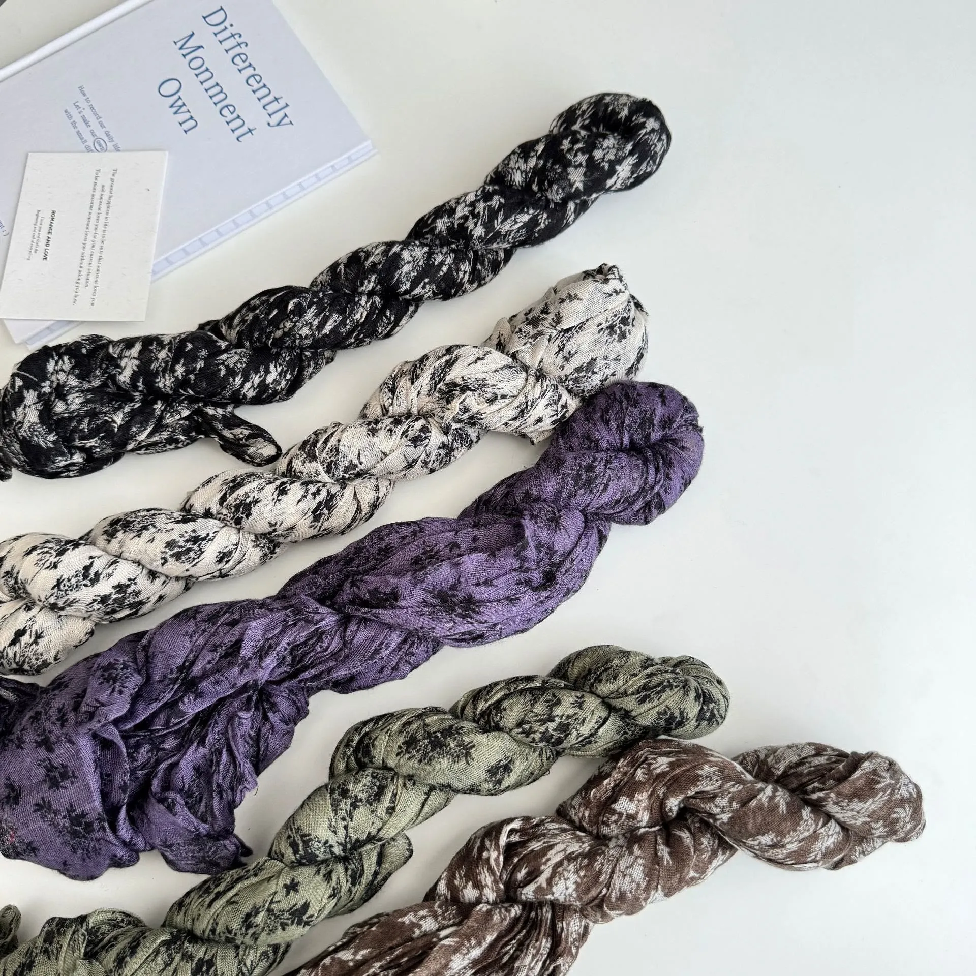 Vintage Pleated Printed Cotton And Linen Thin Scarf sold by FloralTrip product image thumbnail 5