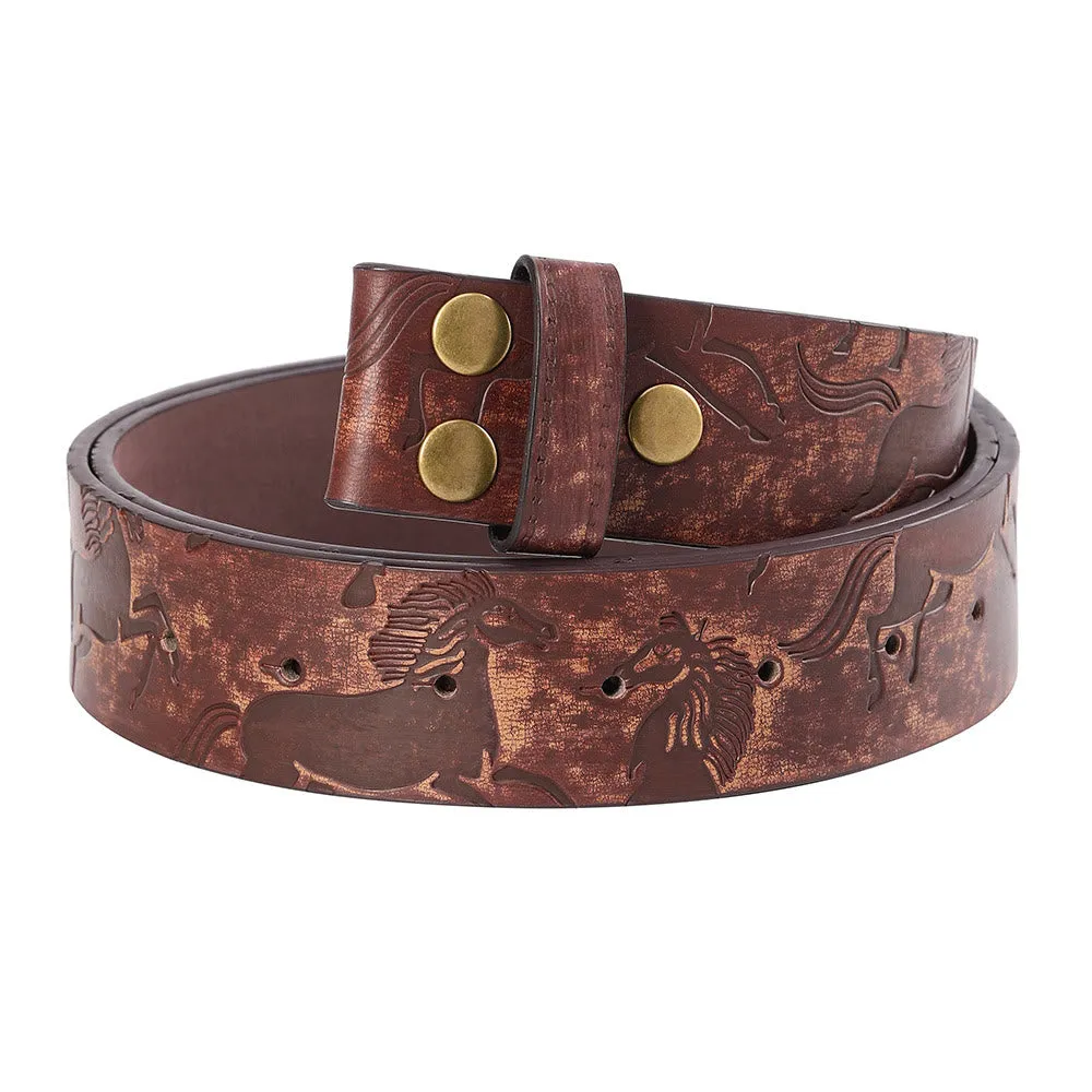Men's Brown Horse Pattern DIY Leather Belt sold by FloralTrip