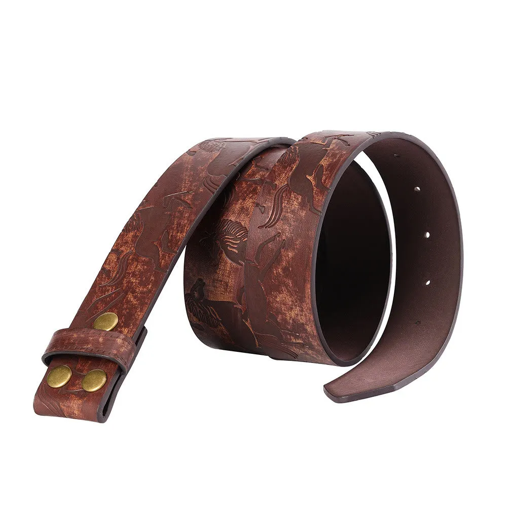 Men's Brown Horse Pattern DIY Leather Belt sold by FloralTrip product image thumbnail 2