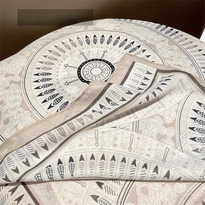 White Ethnic Artistic Printed Cotton And Linen Thin Scarf sold by FloralTrip product image thumbnail 4