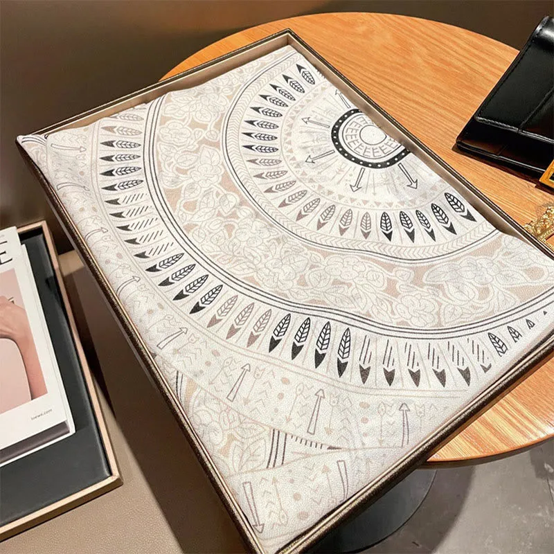 White Ethnic Artistic Printed Cotton And Linen Thin Scarf sold by FloralTrip product image thumbnail 3