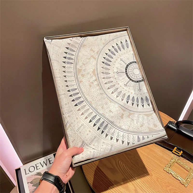 White Ethnic Artistic Printed Cotton And Linen Thin Scarf sold by FloralTrip product image thumbnail 2