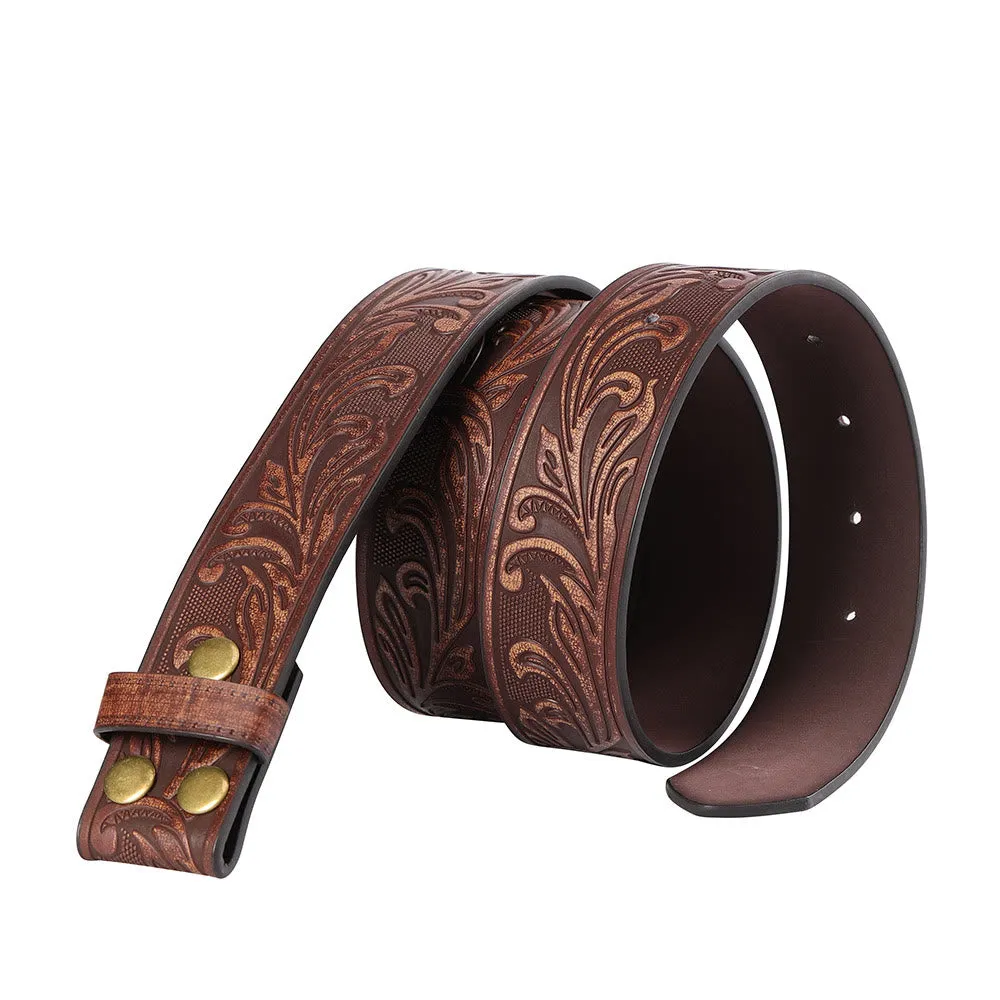 Men's Brown Floral Pattern DIY Leather Belt sold by FloralTrip product image thumbnail 2