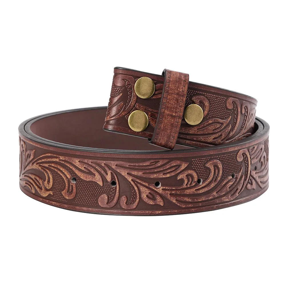 Men's Brown Floral Pattern DIY Leather Belt sold by FloralTrip