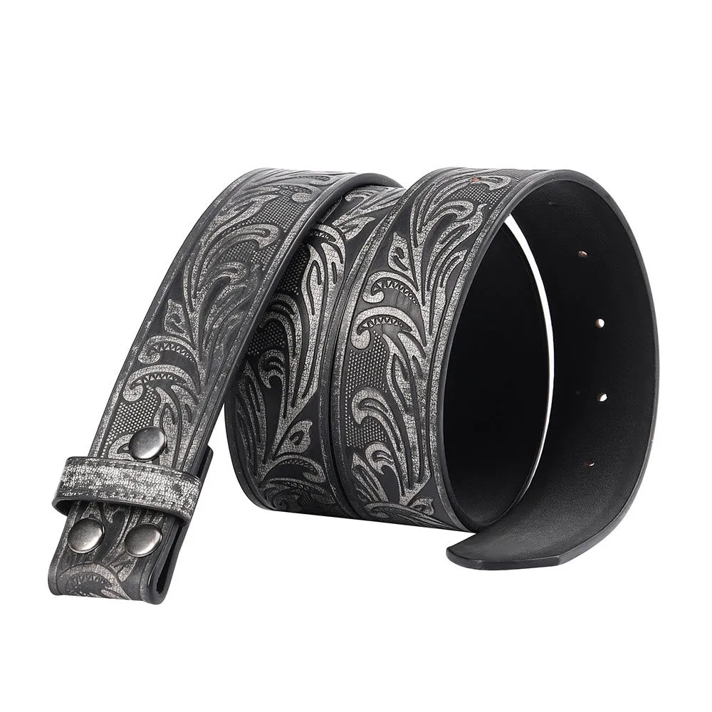 Men's Black Floral Pattern DIY Leather Belt sold by FloralTrip product image thumbnail 2