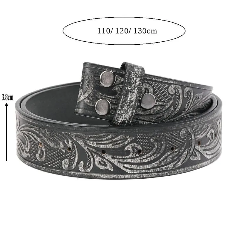 Men's Black Floral Pattern DIY Leather Belt sold by FloralTrip product image thumbnail 3