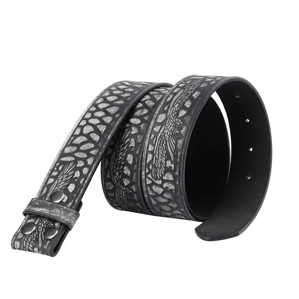 Men's Black Crocodile Print Pattern Eagle DIY Leather Belt sold by FloralTrip product image thumbnail 2