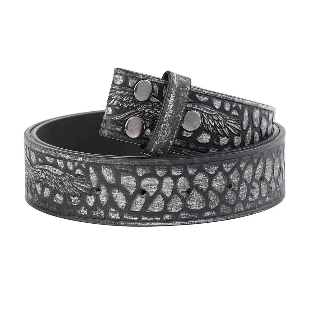 Men's Black Crocodile Print Pattern Eagle DIY Leather Belt sold by FloralTrip