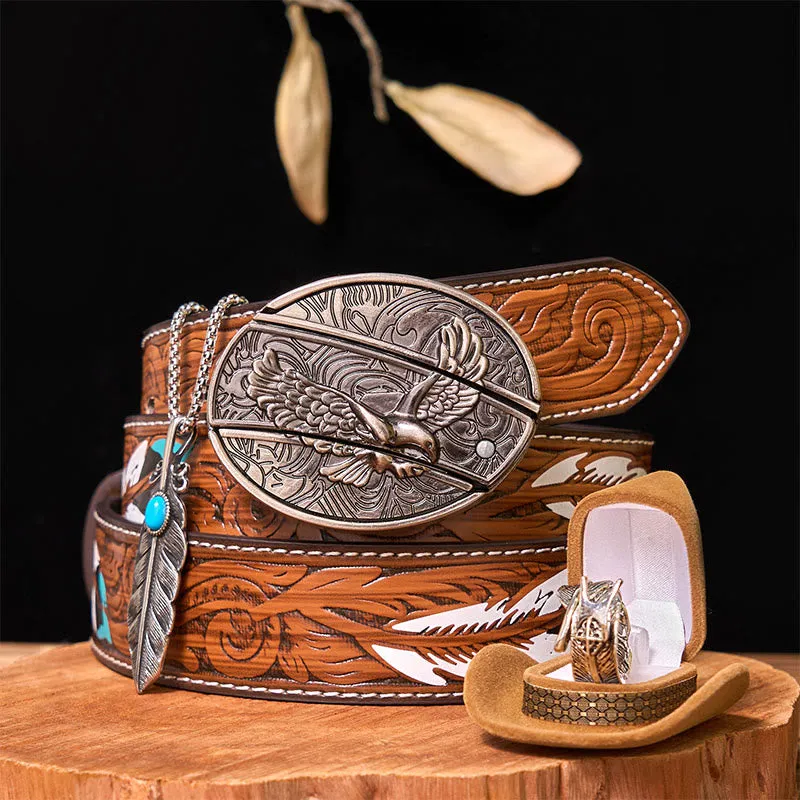Eagle DIY Hidden Knife Belt Buckle With Feather Ring Bundle Set sold by FloralTrip