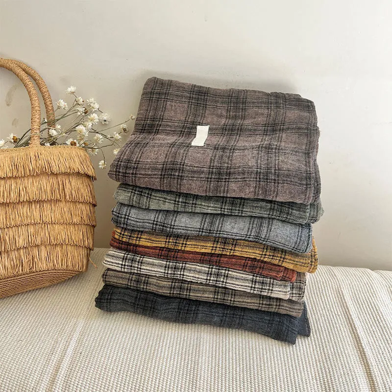 Soft Spring Linen Splicing Checked Thin Scarf sold by FloralTrip